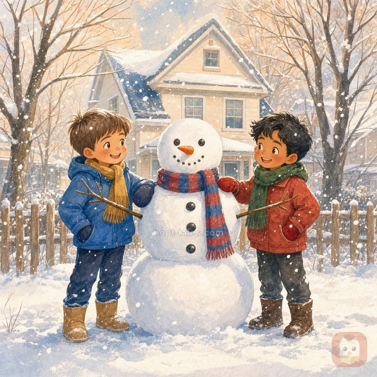 เด็กชายกับตุ๊กตาหิมะตัวแรก