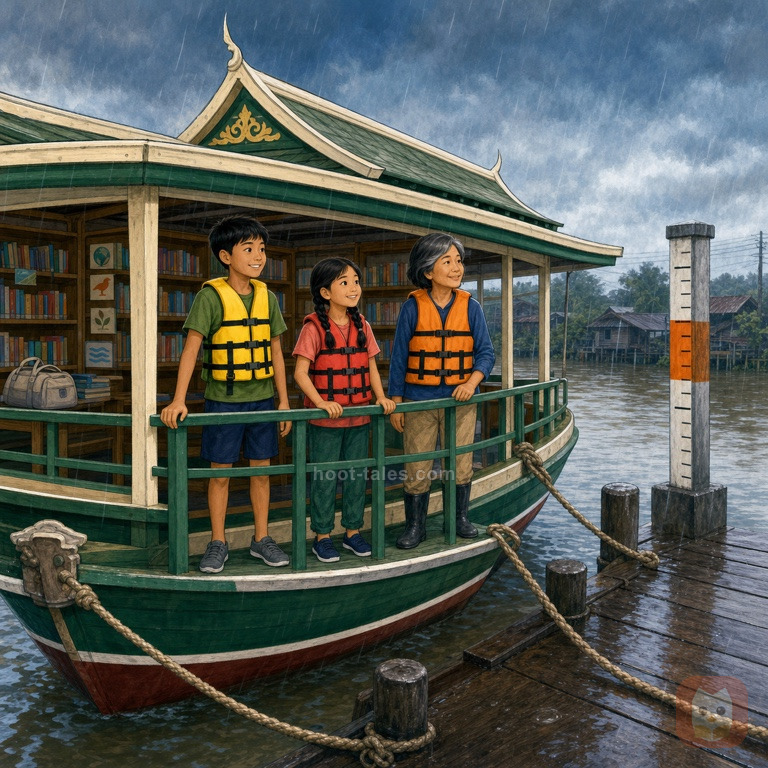เรือห้องสมุดกับแม่น้ำที่สูงขึ้น